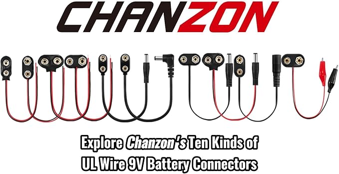 CHANZON UL Wires 20PACK 9v Battery Dual Connector Clip UL Wires I Type Snap with Pigtail Housing Soft Leather Leads Wires for Adapter Replacement Terminal