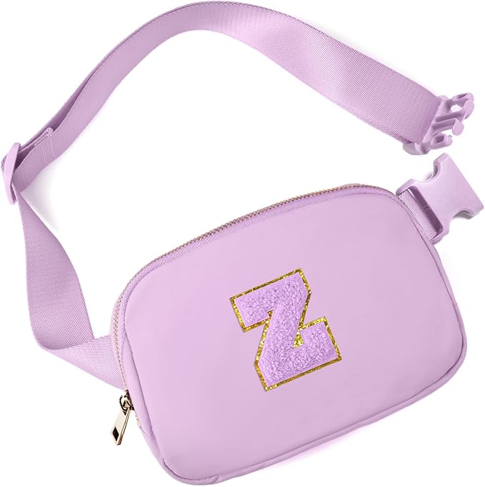 Gitus Gifts for 8 9 10 11 12 Year Old Girls Belt Bag Fanny Pack Crossbody Bags with Initial Letter Patch Cute Stuff Birthday Gifts for Teen Girls Women Personalized Trend Stuff (Lavender-Z)