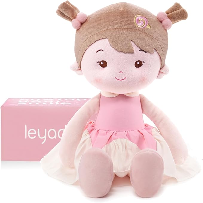 LeyaDoll Soft Baby Doll Toys (16''), My First Baby Rag Doll for 1 Year-Old Girl Birthday Gift, Christmas Plush Toys Gift for Toddler Kids Infants-Princess Lolly