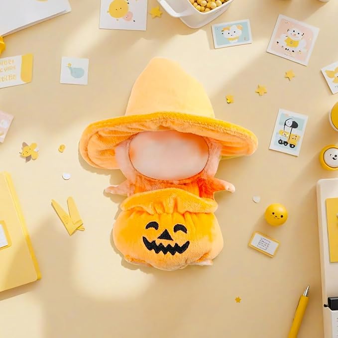 17cm Doll Clothes Set,2 Piece with Cute Pumpkin Dolls Outfits for a Spooky Halloween Dressed-Up Look, Fashion Handmade Accessories for Dolls (Doll Not Included) Halloween Pumpkin Set