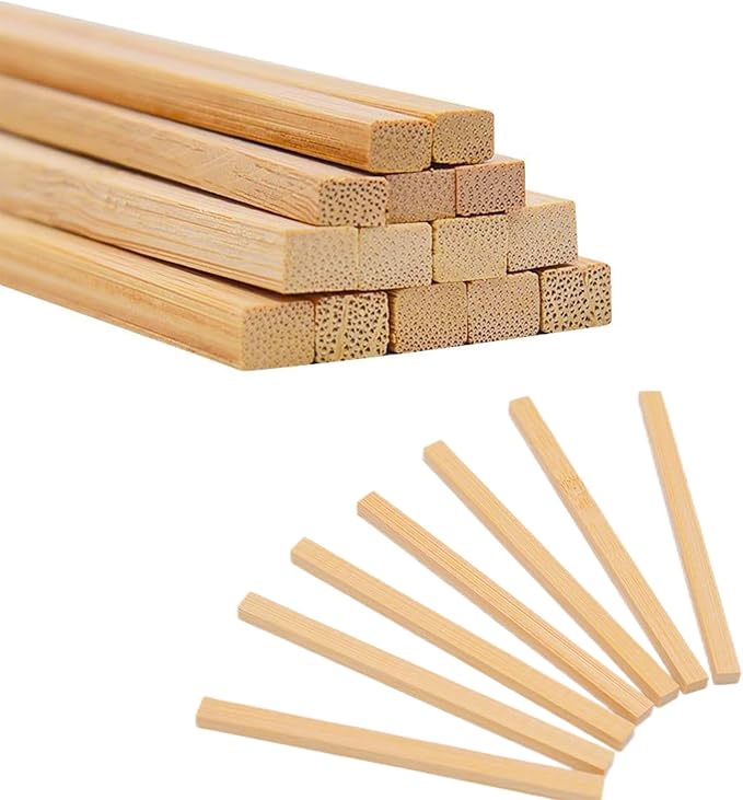 1/4 x 12 Inch 50 PCS Square Dowel Rods Wood Sticks Wooden Dowel Rods - Unfinished Bamboo Sticks - for Crafts,Home Decor, Model Making and DIYers