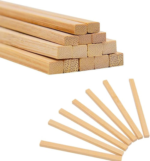 1/4 x 12 Inch 50 PCS Square Dowel Rods Wood Sticks Wooden Dowel Rods - Unfinished Bamboo Sticks - for Crafts,Home Decor, Model Making and DIYers