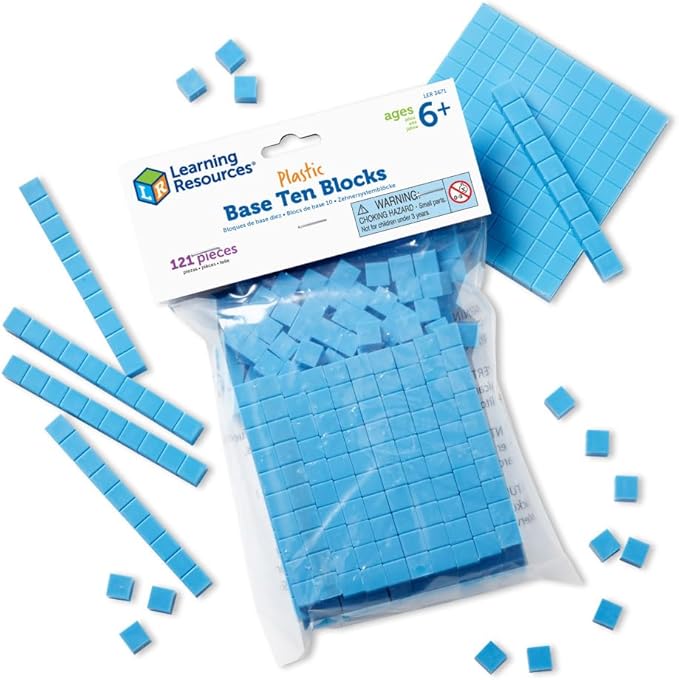 Learning Resources Base Ten Blocks Smart Pack, Early Childhood Math Skills, Ages 5+, 6"W x 9"H