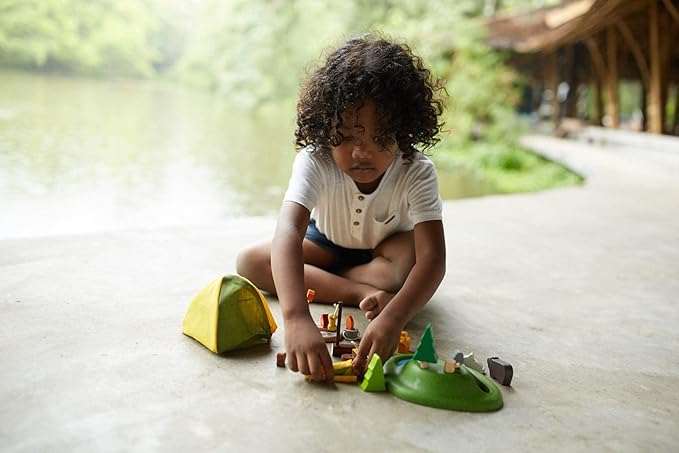 PlanToys Pretend Play Camping Set (6624) | Sustainably Made from Rubberwood and Non-Toxic Paints and Dyes
