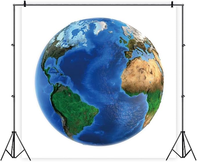 AOFOTO Blue Earth Space View Photography Background Cover - Earth Day Banner - Kids Astronaut Party Baby Shower Photo Booth Prop - 7.5x7.5ft