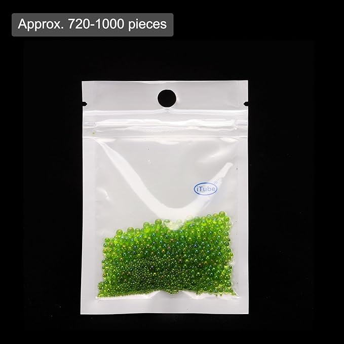 Iridescent Glass Tiny Bubble Beads, 0.4-3mm 10g No Hole Micro Mini Round Dark Green Water Droplets Beads - Applications: for Resin Filler, Nail Art, Dollhouse Bath Tub