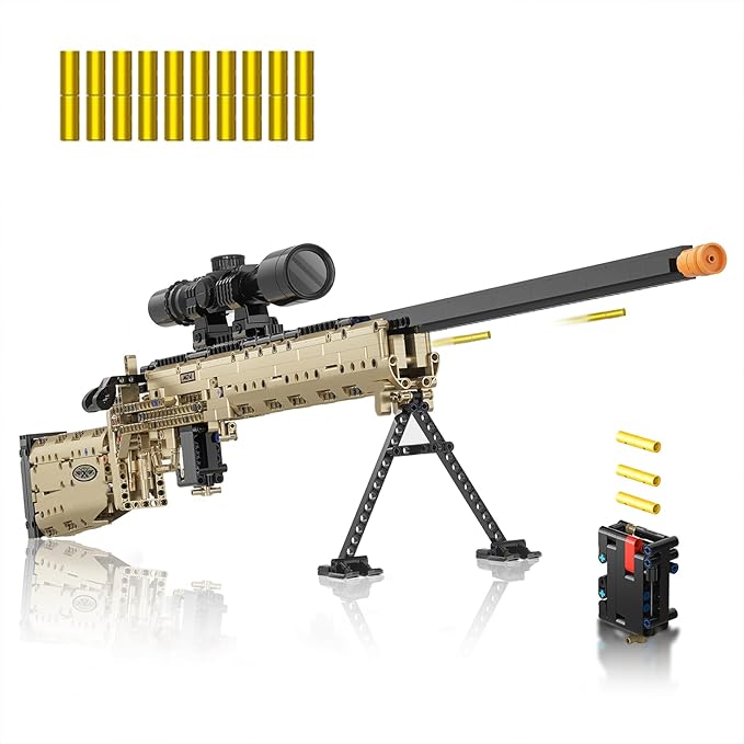 M24 Building Blocks Gun-Sets for Adults Boys, 1:1 Sniper Rifle Big Model Kit That Shoot Army Toys for Kids Age 8+, Realistic Military Collection Cool Birthday Gifts for Teen Men 1380pcs