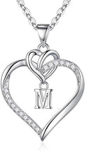 STORUP Heart Initial Necklaces for Women Girls, 14K Gold Plated Cubic Zirconia Heart Initial A-Z Pendant Necklace Dainty Heart Necklaces for Women Teen Girl Jewelry Birthday Gifts