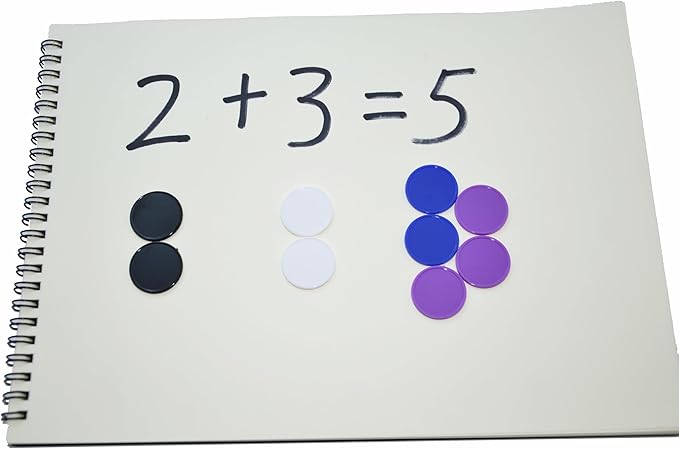 Smartdealspro Set of 100 1 Inch Opaque Plastic Learning Counters Mini Poker Chips Game Tokens with Storage Box (4 Color-Black,White,Blue,Purple)