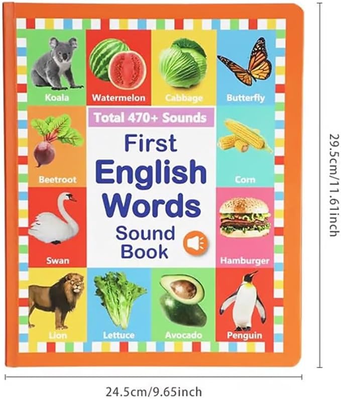 My First English Words Sound Book – 470+ Words, Audio Books for Kids Leap Frog 100 Book English Learning Talking Interactive Toddlers Early Educational Electronic Musical Toy(Two-Book Set)
