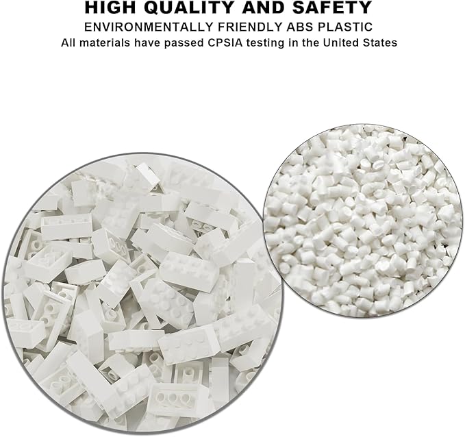 500 Piece Bulk 2x4 Building Bricks, Compatible with Lego, Flat White Bricks