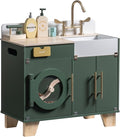 ROBUD Kids Play Kitchen - Wooden Multi-Function Washing Machine for Kids Kitchen Playset - Pretend Toddlers' Kitchen Toy Washer with Accessories - Perfect Baby Gift for Ages 3-8