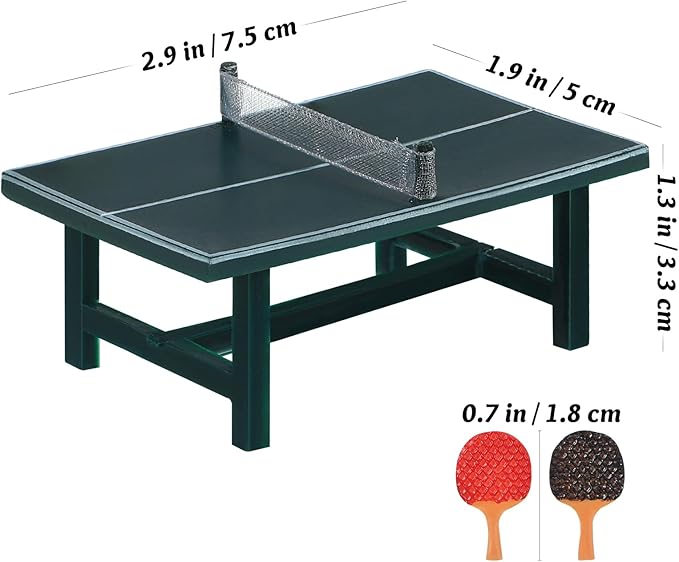 NUOBESTY Miniature Pong Table Tennis Paddle Set Doll Mini Sports Dollhouse Furniture Decoration Accessories