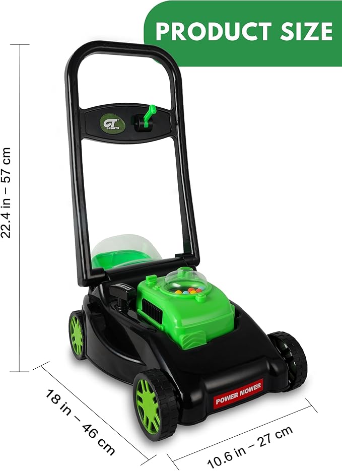 Kids Lawn Mower with Realistic Grass-Cutting Action and Sounds – No Batteries Required | Fun Outdoor Push Toy, Birthday Gift & Halloween Present for 3, 4, 5, 6, 7, 8 Year Old Boys and Girls (Black)
