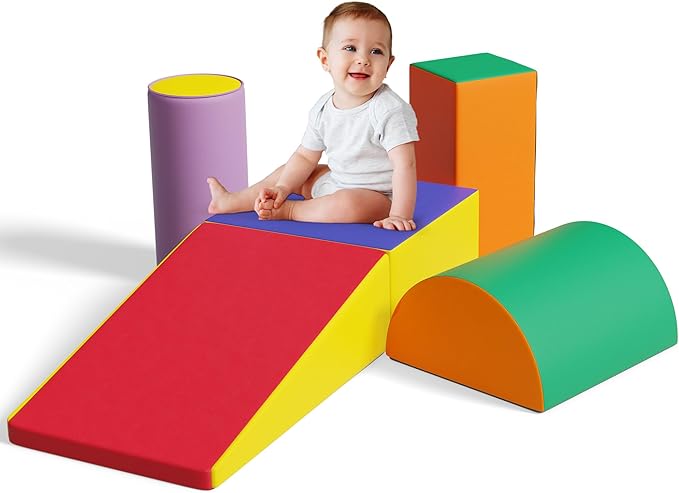 TOLEAD 5 Pcs Foam Climbing Blocks for Toddlers, Soft Play Set Climb and Crawl Foam Activity Playset Gym Equipment for Playroom, Daycare, Kindergarten,Multicolored