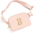 Gitus Gifts for 8 9 10 11 12 Year Old Girls Belt Bag Fanny Pack Crossbody Bags with Initial Letter Patch Cute Stuff Birthday Gifts for Teen Girls Women Personalized Trend Stuff (Coral Pink-B)