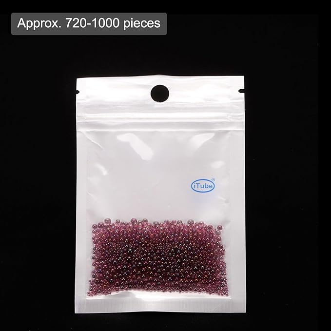 Iridescent Glass Tiny Bubble Beads, 0.4-3mm 10g No Hole Micro Mini Round Korean Purple Water Droplets Beads - Applications: for Resin Filler, Nail Art, Dollhouse Bath Tub