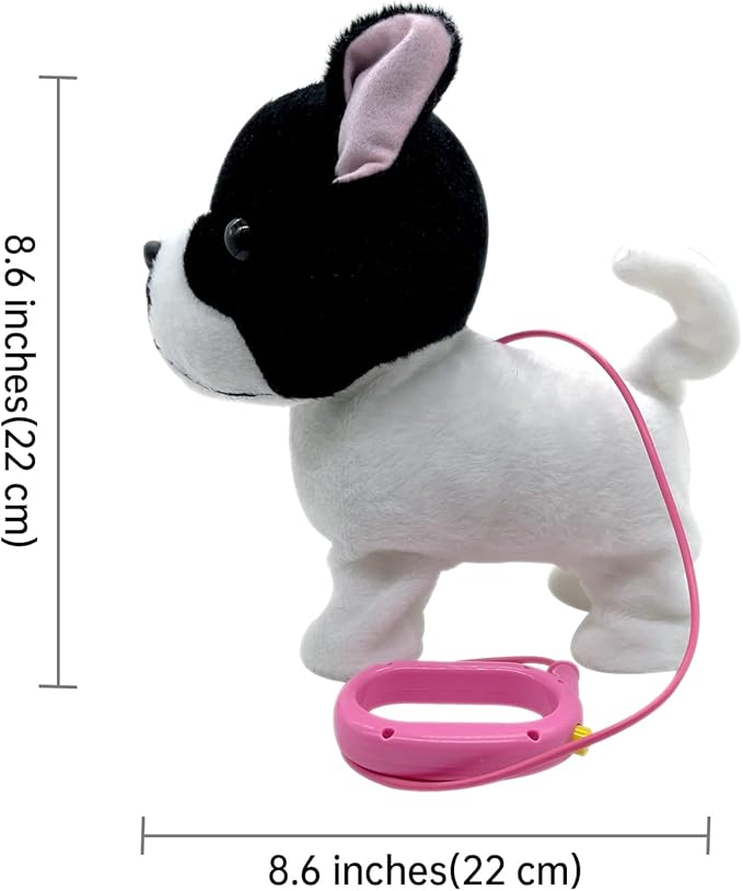 YH YUHUNG Walking French Bulldog Puppy Stuffed Animal with Remote Control Leash, Walking and Barking Bulldog on Leash Toy, Electronic Dog Toy for Kids Age 3-5