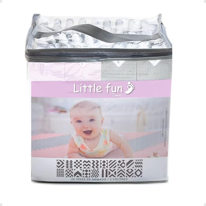 Little fun times Play Mat for Baby Large 72 Pieces, Assembled Total 64 x 64 inch 28,4 SqFt, Interlocking Floor Puzzle, EVA Tiles Playmat for Toddler and Kids, Two Colors Design with Edges.