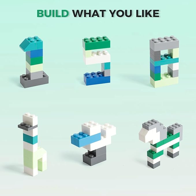 1500 Pieces Building Bricks, Classic Bulk Small Blocks, Classic Bricks Set Basic Building Blocks Compatible with All Major Brands(Natural Colors)