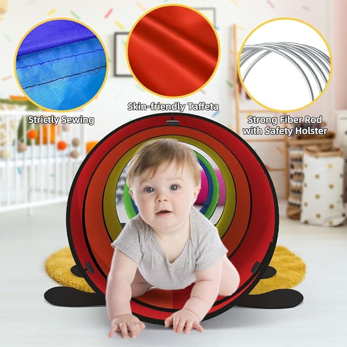 Kids Play Tunnel for Toddlers 1-3 Colorful Pop Up Baby Tunnel for Kids to Crawl Through 6 Foot with Breathable Mesh Collapsible Toddler Toys Gift for Children or Dog