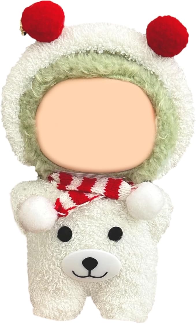 17CM Doll Clothes Set White Hood + White Bear Jumpsuit, Fashion Cute Dress-Up Clothes for Doll Accessories Outfit(No Doll Included)(LBB Clothes 2)