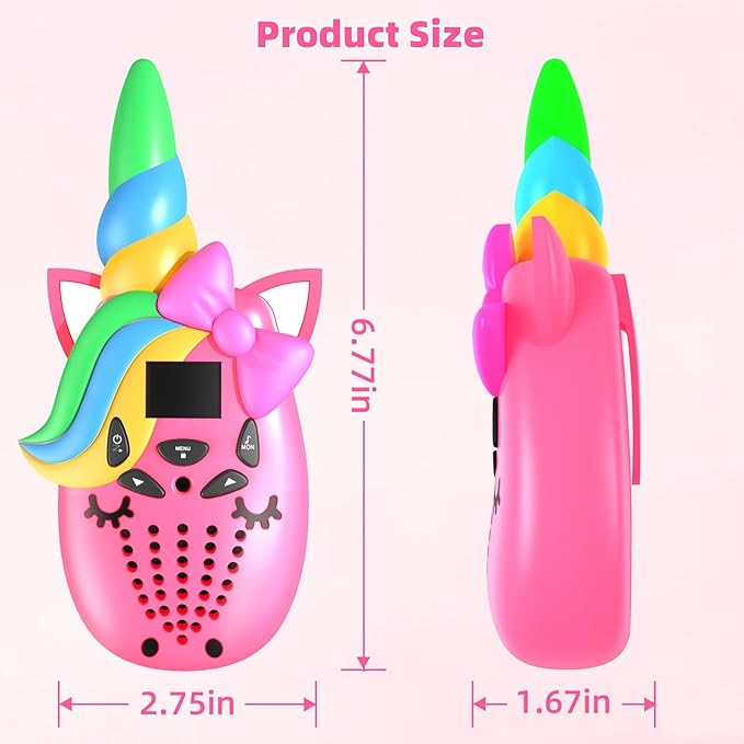Unicorn Kids Walkie Talkies, Gifts for 3-12 Years Old Boys Girls, Long Range 2 Way Radio 22CH VOX, for Birthday, Christmas, Easter (Pink)