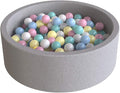 Wonder Space Deluxe Kids Round Ball Pit, Premium Handmade Kiddie Balls Pool, Soft Indoor Outdoor Nursery Baby Playpen, Ideal Gift Play Toy for Children Toddler Infant Boys and Girls (Light Grey)
