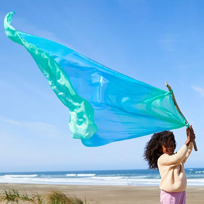 Sarah's Silks Giant Playsilk | 100% Silk Toy for Toddlers | Bright Colored Large Scarves for Fort Building and Pretend Play - Sea