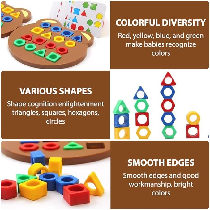 Drkicsy Shape Matching Game Color Sensory Educational Toy, Children Puzzles Geometric Shape Quick Matching Board Game, Preschool Educational Learning Puzzle Toy for Toddlers Two Players (A_with Bell)