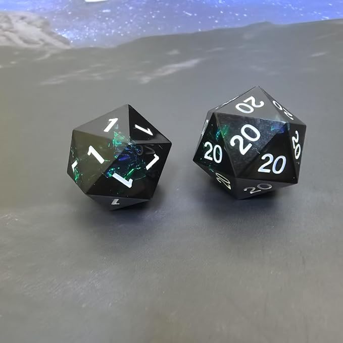 Roll of Fate D20 Dice Set – All Natural 20 or All Natural 1 – Designed for D&D Players Seeking Epic Victories or Failures (Black)