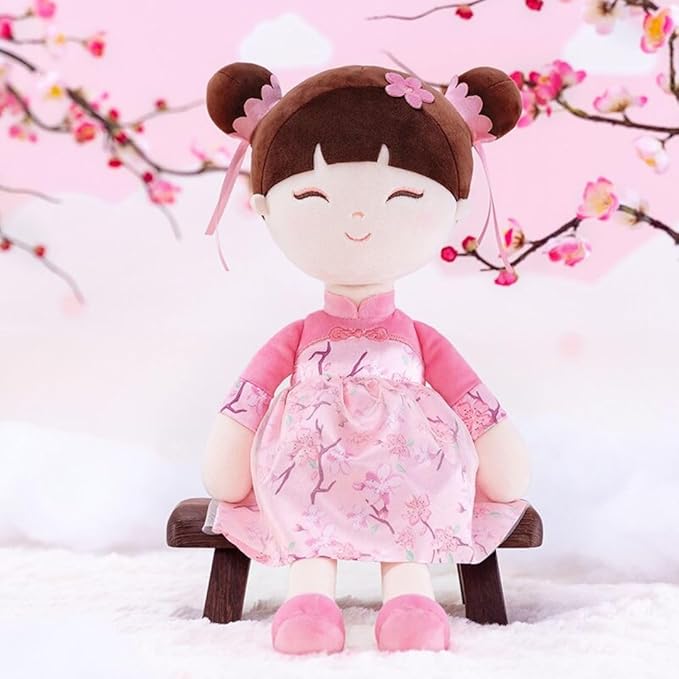 Gloveleya Baby Doll Kids Soft Doll for Kids Plush Toys Chinese Fairy Tale Dolls Toys for Ages 2-4 Peach Fairy 16" with Gift Box
