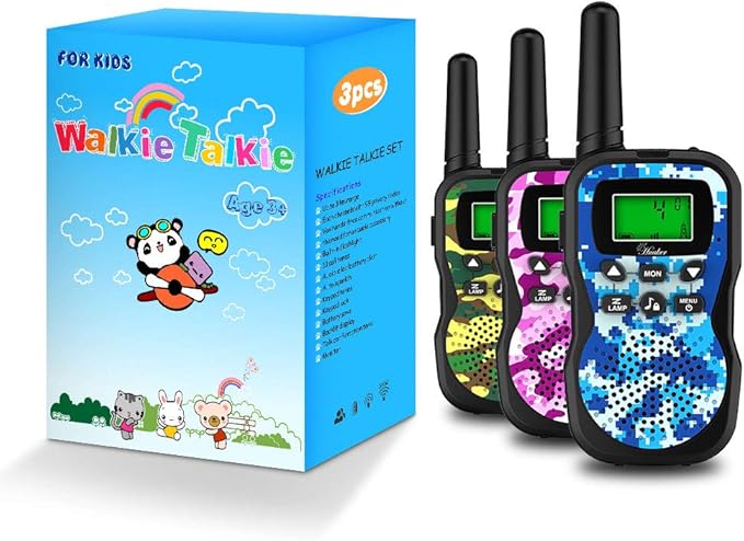 Kids Walkie Talkies,3 Pack 22 Channels 2 Way Radio Toy with Flashlight and LCD Screen,3KM Range Walkie Talkies for Kids Outside Adventures, Camping, Hiking