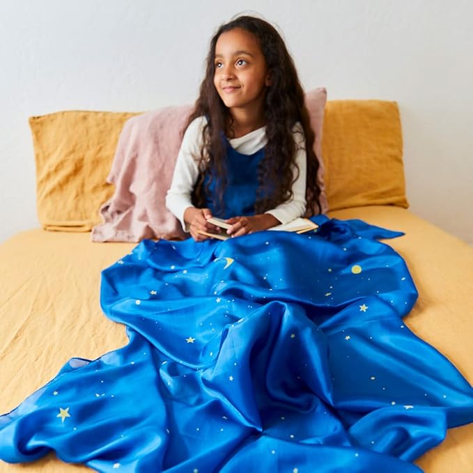 Sarah's Silks Giant Playsilk | 100% Silk Toy for Toddlers | Bright Colored Large Scarves for Fort Building and Pretend Play - Starry Night