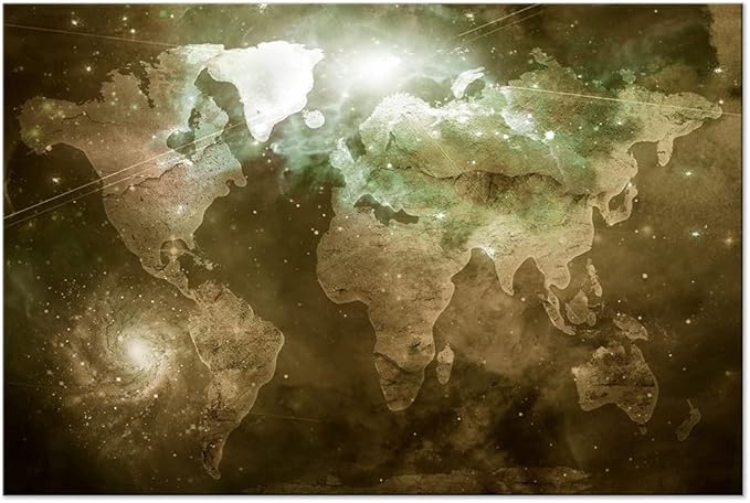 artgeist Pinboard World Map 35x24 in - Cork Board & Canvas Print Wall Art 1 pcs Memoboard with 50 Pins Noticeboard Message Board Image Picture Home Decor Travel Map k-C-0139-p-c
