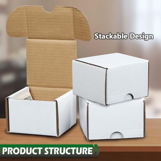 GRAND ORANGE 50 Pack 200 Count Trading Card Storage Boxes Corrugated Paper Cardboard Organizer for Sports Gaming Cards Trading Paper Boxes