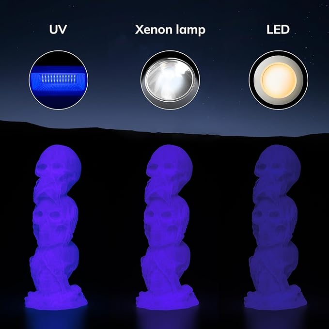 AMOLEN 3D PLA Printer Filament, 1.75mm Glow in The Dark Blue Purple PLA Filament for 3D Printing, Best with UV Lamps, 1kg Spool (2.2lbs), Dimensional Accuracy +/- 0.02 mm, Fit Most FDM 3D Printers