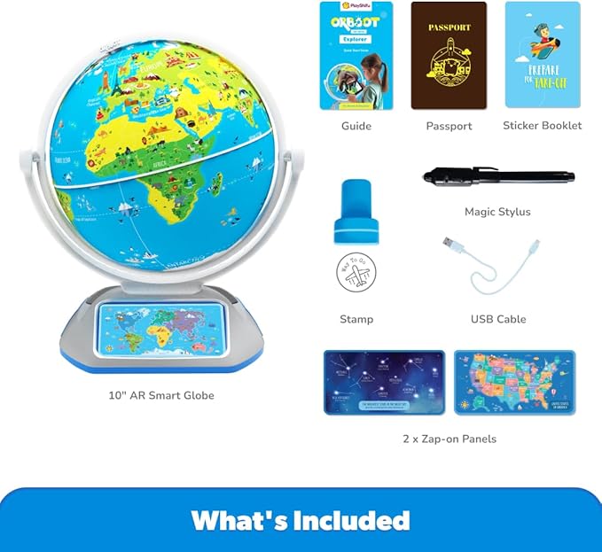 PlayShifu’s Latest Educational Globe for Ages 4+ - Orboot Earth Explorer | AR Interactive Globe Toy | 400+ Wonders | 1000+ Facts | Exciting Features | Constellation Mode | Magic Stylus | Zap-on Panels | 720° Rotation | Fun Games | Solve Mysteries | STE...