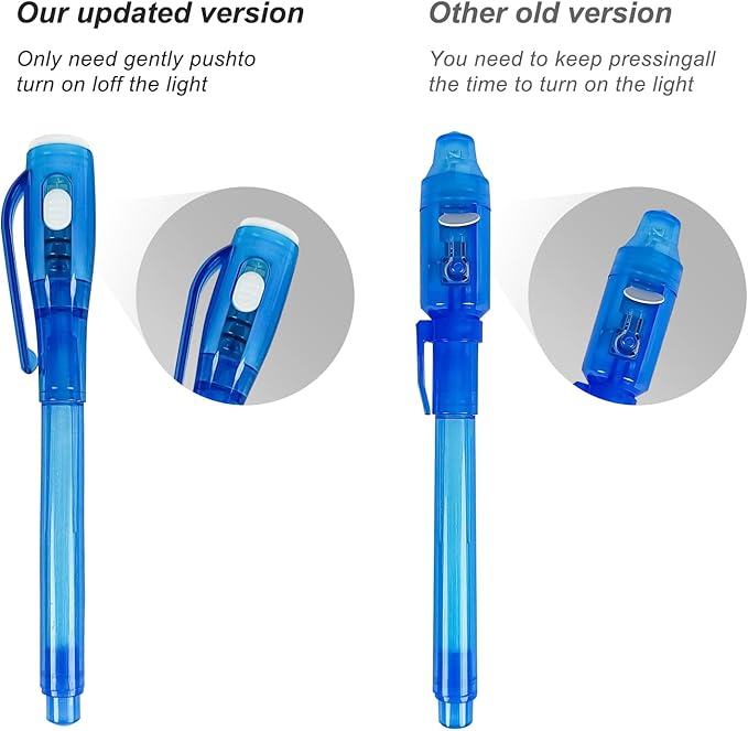 24 PCS Invisible Ink Pen with UV Light Magic Marker Spy Pen Party Favors for Kids Goodie Bags Stuffers for Kids Birthday Gifts Classroom Prizes