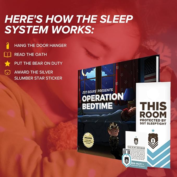 ZZZ Bears SGT Sleeptight Marine Teddy Bear with Storybook & Sleep System, Comforting Gift for Marine Kids, Helps with Bedtime Routine, Deployment Separation & Emotional Support