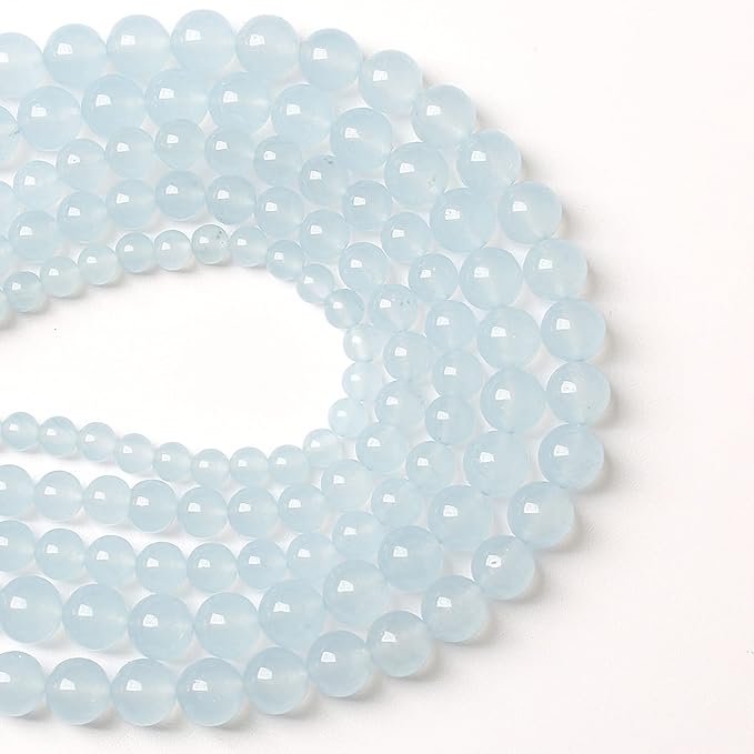 4MM 86PCS Natural Stone Light Blue Chalcedony Loose Beads for Jewelry Making DIY Bracelet Necklace