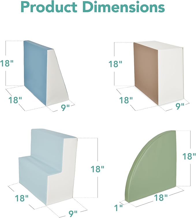 Best Choice Products 4-Piece Kids Climb & Crawl Soft Foam Block Activity Play Structures for Child Development, Color Coordination, Motor Skills - Earth Tone