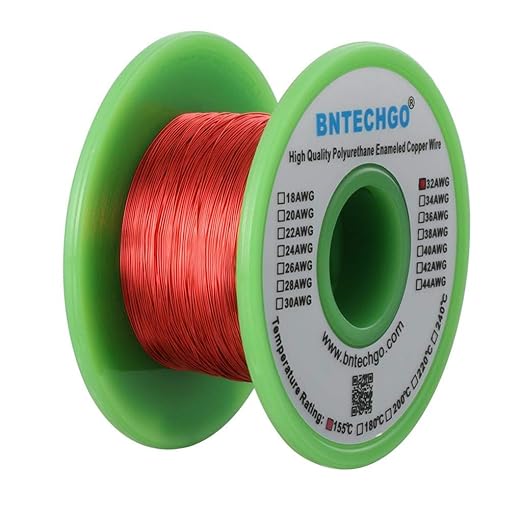 BNTECHGO 32 AWG Magnet Wire - Enameled Copper Wire - Enameled Magnet Winding Wire - 4 oz - 0.0078" Diameter 1 Spool Coil Red Temperature Rating 155℃ Widely Used for Transformers Inductors