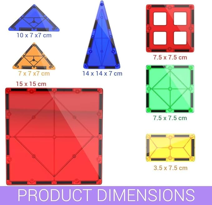 Desire Deluxe Magnetic Tiles Building Blocks Construction Toys for Boys & Girls 47pc – STEM Learning Educational, Kids Age 3 4 5 6 7 8 Year Old Gift