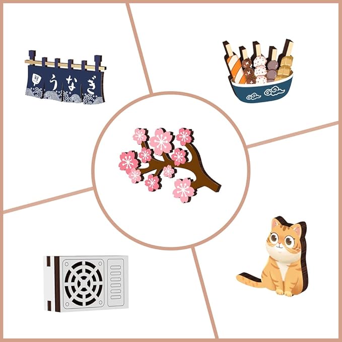 Fsolis Book Nook Kit, 3D Wood Puzzles for Adults, 214pcs, DIY Miniature House Kit Booknooks Japanese Decorative Bookends for Bookshelf (Under The Sakura Tree)