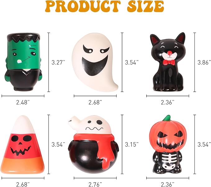 New 6 Pcs Halloween Squishy Toys,Halloween Squishies Party Favors Slow Rising Gift Box Halloween Treat Bag Classroom Prizes Soft Stress Relief Toys for Kids Toddlers(6pcs-2)