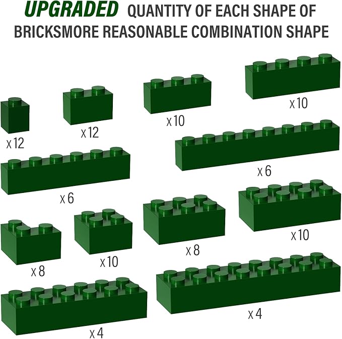 100 Piece Classic Building Blocks, Compatible with Lego, Green Bricks