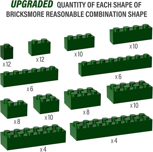 100 Piece Classic Building Blocks, Compatible with Lego, Green Bricks