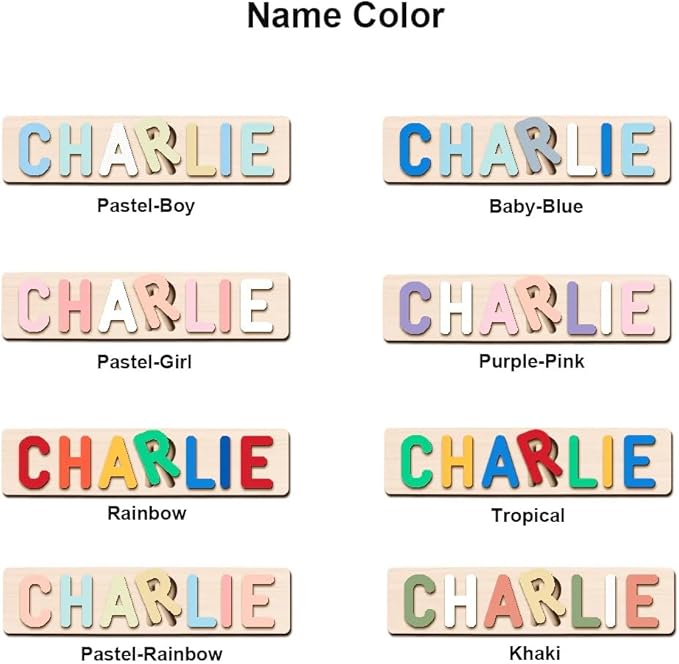 Personalized Baby Name Puzzle | Custom Wooden Baby Toy for Toddlers 1-3 | Montessori Learning Toys for Boys & Girls | Perfect Kids Gift for First Birthdays & Christmas (Plus)
