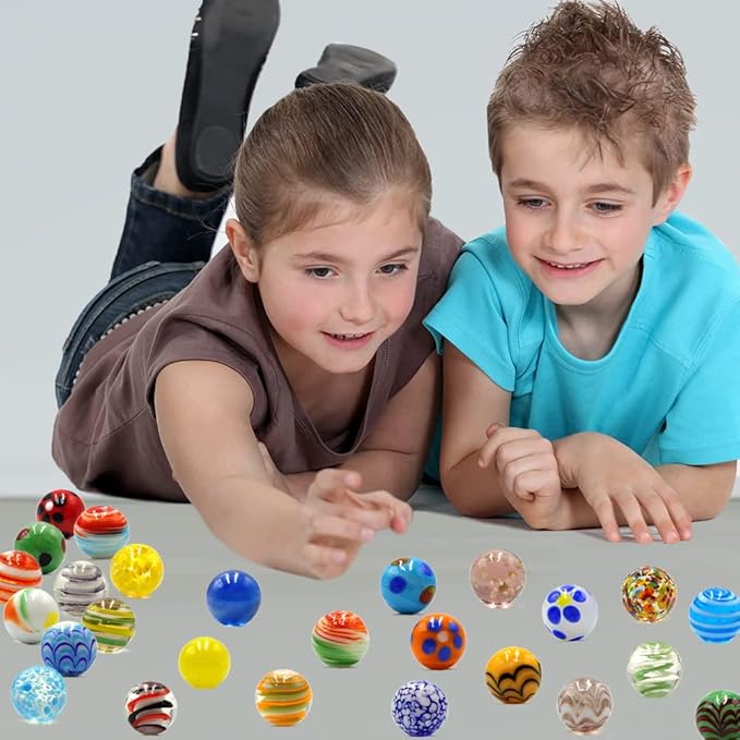 42pcs Marbles for Kids Enthusiasts 0.63 inch Small Handmade Glass Decoration Bulk Set for Marble Games Toy Cool Colored Unique Marbles